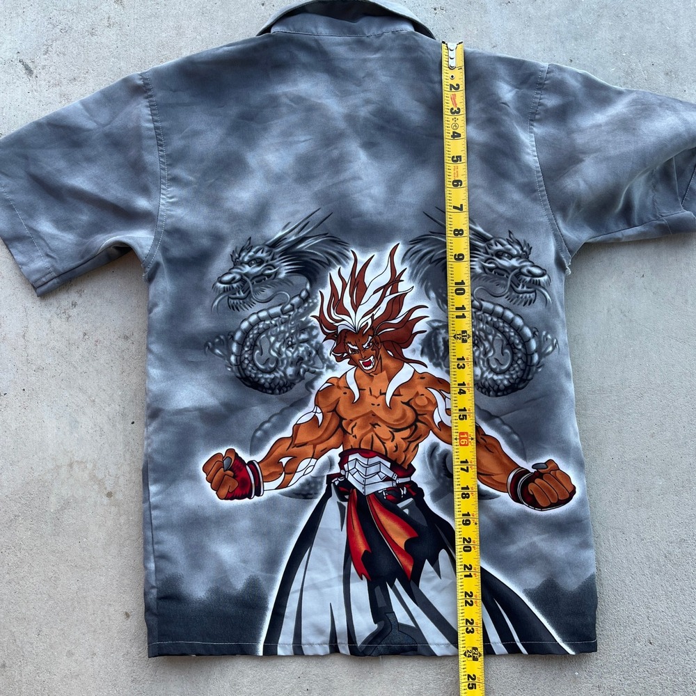 2000s Y2K Dragon Anime Print Button Up Youth size 10-12 - Picture 4 of 5